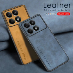 Case for Poco X6 Pro TPU Soft Frame Sheepskin Leather Back Coque for Poco X6Pro Cover Camera Protect Shockproof Protection Shell