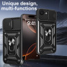 For Apple iPhone 16e Case With Slide Lens Cover Rotating Ring Shockproof Stand Holder Phone Case