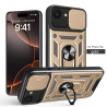 For Apple iPhone 16e Case With Slide Lens Cover Rotating Ring Shockproof Stand Holder Phone Case