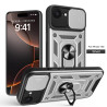 For Apple iPhone 16e Case With Slide Lens Cover Rotating Ring Shockproof Stand Holder Phone Case