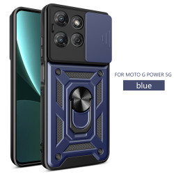 For Moto G Power 2025 Case With Slide Lens Cover Rotating Ring Shockproof Stand Holder Phone Case