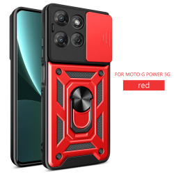 For Moto G Power 2025 Case With Slide Lens Cover Rotating Ring Shockproof Stand Holder Phone Case