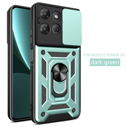 For Moto G Power 2025 Case With Slide Lens Cover Rotating Ring Shockproof Stand Holder Phone Case