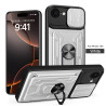 For Apple iPhone 16e Case With Slide Lens Cover Rotating Ring Shockproof Stand Holder Phone Case