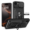 For Apple iPhone 16e Case With Slide Lens Cover Rotating Ring Shockproof Stand Holder Phone Case