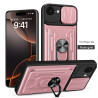 For Apple iPhone 16e Case With Slide Lens Cover Rotating Ring Shockproof Stand Holder Phone Case