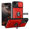 For Apple iPhone 16e Case With Slide Lens Cover Rotating Ring Shockproof Stand Holder Phone Case