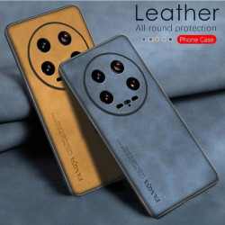 Luxury PU Leather Case for Xiaomi 14 Ultra, Lambskin Matte Silicone Shockproof Protection Phone Shell, Anti-Fingerprint,...