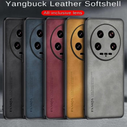 Luxury PU Leather Case for Xiaomi 14 Ultra, Lambskin Matte Silicone Shockproof Protection Phone Shell, Anti-Fingerprint, Durable TPU Back Cover for Xiaomi 14 U