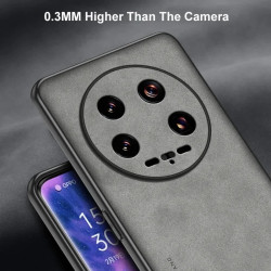 Luxury PU Leather Case for Xiaomi 14 Ultra, Lambskin Matte Silicone Shockproof Protection Phone Shell, Anti-Fingerprint, Durable TPU Back Cover for Xiaomi 14 U