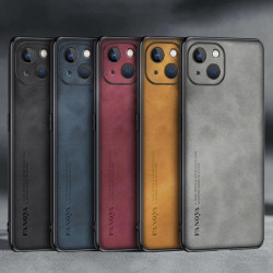 Luxury Matte Leather Protective Case for iPhone 13, iPhone 14, iPhone 15 Pro Max Plus, Soft TPU Shockproof Back Cover,...