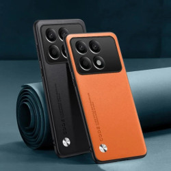 Luxury PU Leather Case for Poco X6 Pro, Shockproof Silicone Shell, Full Camera Protection, Anti-Scratch, Anti-Fingerprint, Premium TPU Case for Xiaomi Poco X6 Pro Cover Fundas