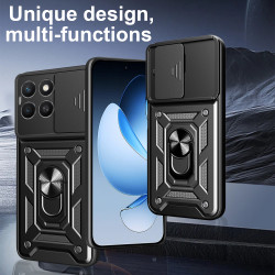 For Honor X8c Case With Slide Lens Cover Rotating Ring Shockproof Stand Holder Phone Case