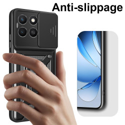 For Honor X8c Case With Slide Lens Cover Rotating Ring Shockproof Stand Holder Phone Case