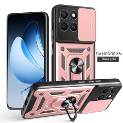 For Honor X8c Case With Slide Lens Cover Rotating Ring Shockproof Stand Holder Phone Case