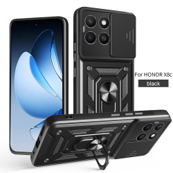 For Honor X8c Case With Slide Lens Cover Rotating Ring Shockproof Stand Holder Phone Case