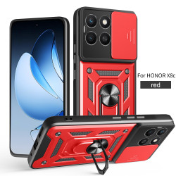 For Honor X8c Case With Slide Lens Cover Rotating Ring Shockproof Stand Holder Phone Case