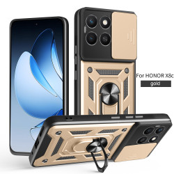 For Honor X8c Case With Slide Lens Cover Rotating Ring Shockproof Stand Holder Phone Case