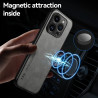 Luxury Leather Case for iPhone 15 Pro Max - Magnetic Car Mount Holder | Shockproof Protection Case for iPhone 15, 14, 13 Pro Max & Plus | Premium PU Leather Cover