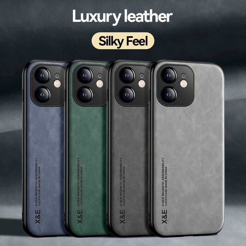 Luxury Leather Case for iPhone 11 - Magnetic Car Mount Holder | Shockproof Protection Case for iPhone 11, 12 Pro Max, Plus, SE | Premium PU Leather Cover