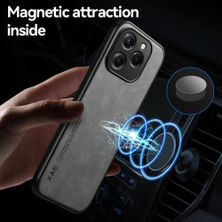 Luxury Shockproof Leather Case for Realme C63, C61, C67, C53, C55 4G - Magnetic Car Mount Holder | Protective PU Leather Phone Cover