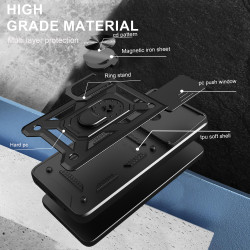 For Oppo Reno13 Case With Slide Lens Cover Rotating Ring Shockproof Stand Holder Phone Case for Reno13