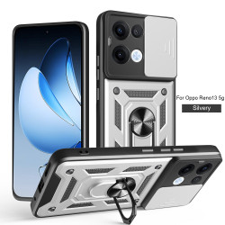 For Oppo Reno13 Case With Slide Lens Cover Rotating Ring Shockproof Stand Holder Phone Case for Reno13