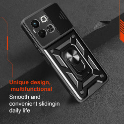 For Tecno Spark 30 5G Case With Slide Lens Cover Rotating Ring Shockproof Stand Holder Phone Case