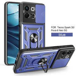 For Tecno Spark 30 5G Case With Slide Lens Cover Rotating Ring Shockproof Stand Holder Phone Case