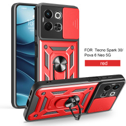 For Tecno Spark 30 5G Case With Slide Lens Cover Rotating Ring Shockproof Stand Holder Phone Case