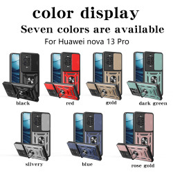 For Huawei nova 13 Pro Case With Slide Lens Cover Rotating Ring Shockproof Stand Holder Phone Case for Huawei nova 13 Pro