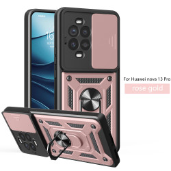 For Huawei nova 13 Pro Case With Slide Lens Cover Rotating Ring Shockproof Stand Holder Phone Case for Huawei nova 13 Pro