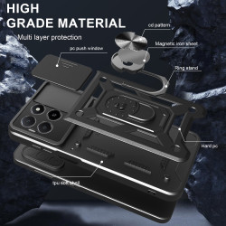 For Honor X5b Plus Case With Slide Lens Cover Rotating Ring Shockproof Stand Holder Phone Case for Honor X5b Plus