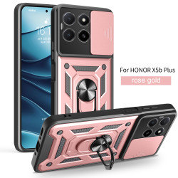 For Honor X5b Plus Case With Slide Lens Cover Rotating Ring Shockproof Stand Holder Phone Case for Honor X5b Plus