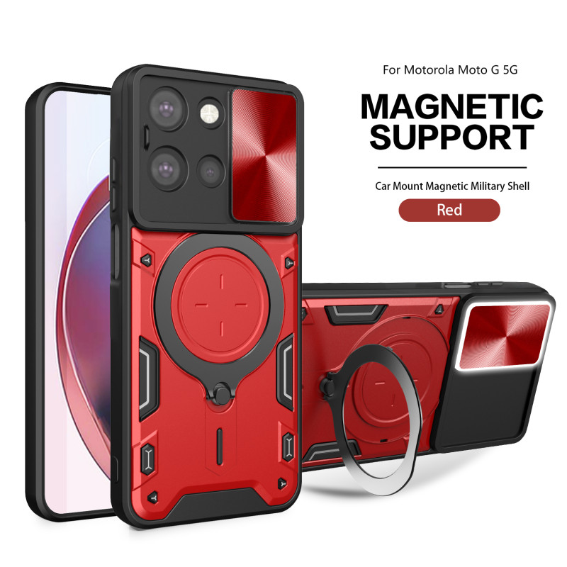 Case For Moto G 5G 2025 Magnetic Slide Camera Protection Moto G 5G 2025 Cover 360 Rotate Kickstand Armor Ring Funda Capa