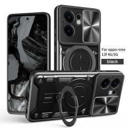 Case For Oppo Reno13f 4G 5G Magnetic Slide Camera Protection Reno13f 4G 5G Cover 360 Rotate Kickstand Armor Ring Funda Capa