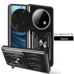 For realme13+5G Case With Slide Lens Cover Rotating Ring Shockproof Stand Holder Phone Case