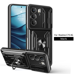 For Realme C75 4G Case With Slide Lens Cover Rotating Ring Shockproof Stand Holder Phone Case