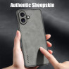 Sheepskin Leather Case for iPhone 16 Pro Max - TPU Soft Frame, Shockproof Camera Protection, Luxury Back Cover for iPhone 16 Plus