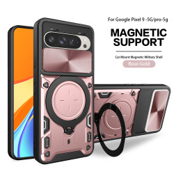 Case For Google Pixel 9 Pro Magnetic Slide Camera Protection Pixel8 Pro Pixel8A Cover 360 Rotate Kickstand Armor Ring Funda Capa