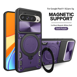 Case For Google Pixel 9 Pro Magnetic Slide Camera Protection Pixel8 Pro Pixel8A Cover 360 Rotate Kickstand Armor Ring Funda Capa