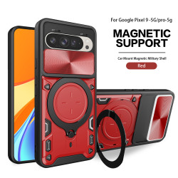 Case For Google Pixel 9 Pro Magnetic Slide Camera Protection Pixel8 Pro Pixel8A Cover 360 Rotate Kickstand Armor Ring Funda Capa