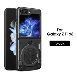 Case For Galaxy Z Flip6 Magnetic Slide Camera Protection Galaxy Z Flip5 Z Flip4 Cover 360 Rotate Kickstand Armor Ring Funda Capa