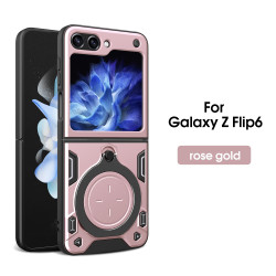 Case For Galaxy Z Flip6 Magnetic Slide Camera Protection Galaxy Z Flip5 Z Flip4 Cover 360 Rotate Kickstand Armor Ring Funda Capa