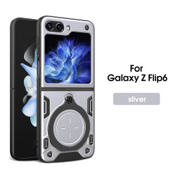 Case For Galaxy Z Flip6 Magnetic Slide Camera Protection Galaxy Z Flip5 Z Flip4 Cover 360 Rotate Kickstand Armor Ring Funda Capa