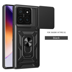 For Xiaomi 14T 13T Pro 14 ultra Case With Slide Lens Cover Rotating Ring Shockproof Stand Holder Phone Case for Redmi K60 Ultra