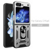 For Samsung Galaxy Z Flip 6 Case With Slide Lens Cover Rotating Ring Shockproof Stand Holder Phone Cases for Galaxy ZFlip5 Flip4