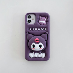 iPhone 16 Pro Max Case – 3D Cartoon KUROMI Soft Silicone Shell with Pop Holder & Lens Protection