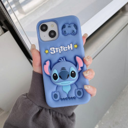 iPhone 16 Pro Max Case – 3D Cartoon Stitch Soft Silicone Shell with Pop Holder & Lens Protection