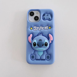 iPhone 16 Pro Max Case – 3D Cartoon Stitch Soft Silicone Shell with Pop Holder & Lens Protection